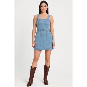 American Eagle Super Stretch Denim Overall Mini Dress Size 8